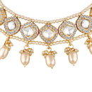 Mahi Traditional Necklace Set Adjustale Finger Ring with White Kundan & Moti for Women (VNCJ4004)