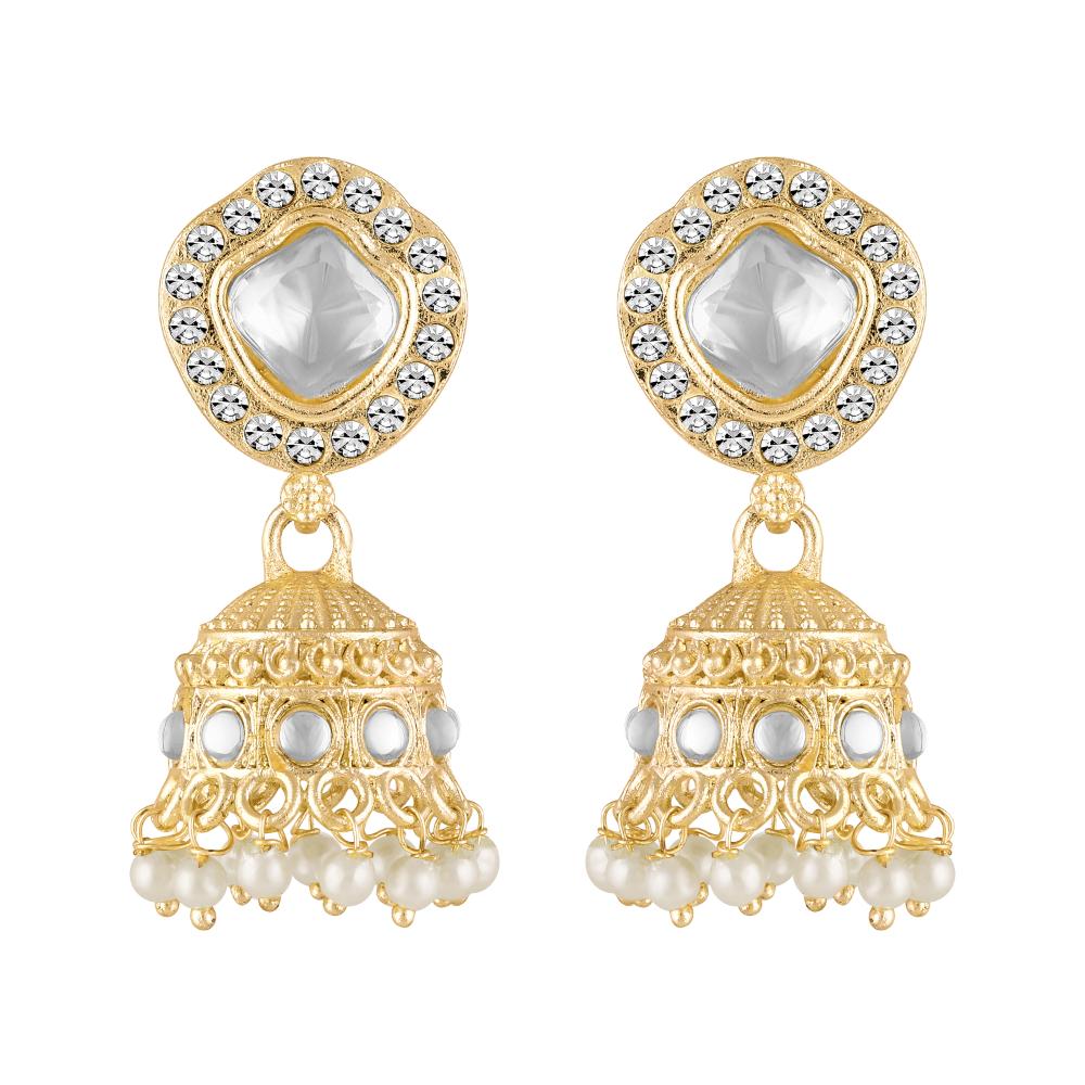 Mahi Traditional Necklace Set Adjustale Finger Ring with White Kundan & Moti for Women (VNCJ4004)