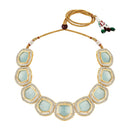 Mahi Traditional Necklace Set Adjustale Finger Ring with Blue Kundan & Crystals for Women (VNCJ4005)