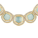 Mahi Traditional Necklace Set Adjustale Finger Ring with Blue Kundan & Crystals for Women (VNCJ4005)