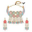 Mahi Traditional Necklace Set Adjustale Finger Ring with Multicolor Kundan & Crystals for Women (VNCJ4011)
