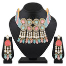 Mahi Traditional Necklace Set Adjustale Finger Ring with Multicolor Kundan & Crystals for Women (VNCJ4011)