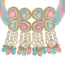 Mahi Traditional Necklace Set Adjustale Finger Ring with Multicolor Kundan & Crystals for Women (VNCJ4011)