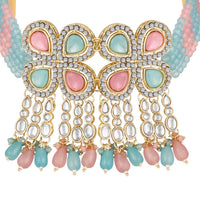 Mahi Traditional Necklace Set Adjustale Finger Ring with Multicolor Kundan & Crystals for Women (VNCJ4011)