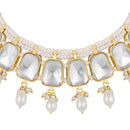 Mahi Traditional Necklace Set Adjustale Finger Ring with White Kundan for Women (VNCJ4016)