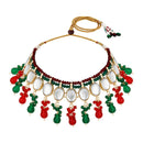 Mahi Traditional Necklace Set Adjustale Finger Ring with Multicolor Kundan for Women (VNCJ4020)