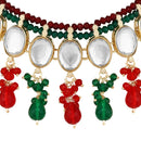 Mahi Traditional Necklace Set Adjustale Finger Ring with Multicolor Kundan for Women (VNCJ4020)