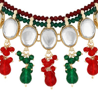 Mahi Traditional Necklace Set Adjustale Finger Ring with Multicolor Kundan for Women (VNCJ4020)