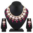 Mahi Traditional Necklace Set Adjustale Finger Ring with Red Kundan & Crystals for Women (VNCJ4026)