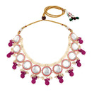 Mahi Traditional Necklace Set Adjustale Finger Ring with Red Kundan & Crystals for Women (VNCJ4026)