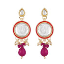 Mahi Traditional Necklace Set Adjustale Finger Ring with Red Kundan & Crystals for Women (VNCJ4026)