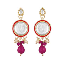 Mahi Traditional Necklace Set Adjustale Finger Ring with Red Kundan & Crystals for Women (VNCJ4026)