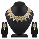 Mahi Traditional Necklace Set Adjustale Finger Ring with Green Kundan & Crystals for Women (VNCJ4029)