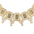 Mahi Traditional Necklace Set Adjustale Finger Ring with Green Kundan & Crystals for Women (VNCJ4029)