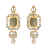 Mahi Traditional Necklace Set Adjustale Finger Ring with Green Kundan & Crystals for Women (VNCJ4029)