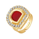 Mahi Traditional Necklace Set Adjustale Finger Ring with Red Kundan & Crystals for Women (VNCJ4031)