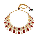 Mahi Traditional Necklace Set Adjustale Finger Ring with Red Kundan & Crystals for Women (VNCJ4031)
