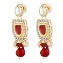 Mahi Traditional Necklace Set Adjustale Finger Ring with Red Kundan & Crystals for Women (VNCJ4031)