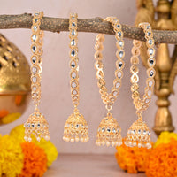 Wedding Chuda Gold Plated Kundan Stone And Pearl Bangles Set