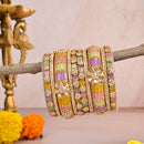 Wedding Chuda Gold Plated Crystal Stone And Austrian Stone Bangles Set