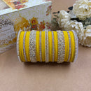 Wedding Chuda Gold Plated Austrian Stone And Velvet Bridal Bangles Set