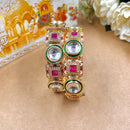 Wedding Chuda Gold Plated Pota Stone And Meenakari Openable Bangles Set