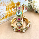 Wedding Chuda Gold Plated Pota Stone And Meenakari Openable Bangles Set