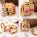 Wedding Chuda Gold Plated  Austrian Stone And Pearl Bangles Set