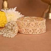 Wedding Chuda Gold Plated Crystal Stone And Austrian Stone Bangles Set