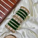 Wedding Chuda Gold Plated Kundan Stone And Pearl Velvet Bangles Set
