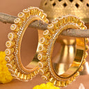 Wedding Chuda Gold Plated Austrian Stone And Pearl Bangles Set