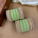 Wedding Chuda Gold Plated Austrian Stone And Pearl Bridal Bangles Set