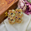Wedding Chuda Gold Plated Kundan Stone And Meenakari Openable Bangles Set