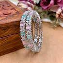 Wedding Chuda Silver Plated American Diamond Bangles Set