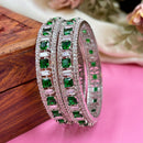 Wedding Chuda Silver Plated American Diamond Bangles Set