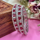 Wedding Chuda Silver Plated American Diamond Bangles Set