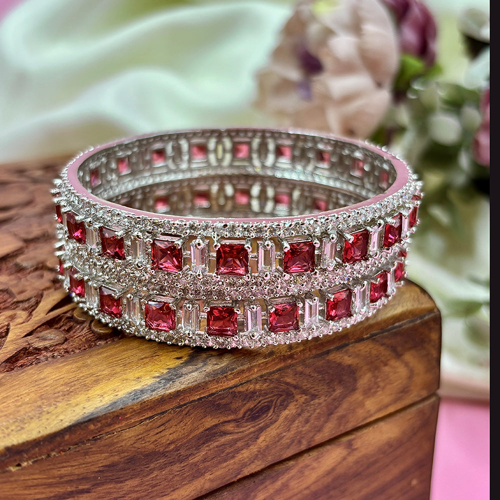 Wedding Chuda Silver Plated American Diamond Bangles Set