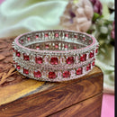 Wedding Chuda Silver Plated American Diamond Bangles Set