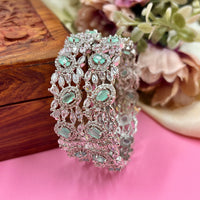 Wedding Chuda Silver Plated American Diamond Bangles Set
