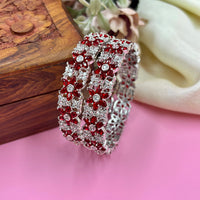Wedding Chuda Silver Plated American Diamond Bangles Set