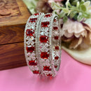 Wedding Chuda Silver Plated American Diamond Bangles Set