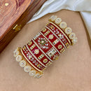 Wedding Chuda Gold Plated Kundan Stone And Pearl Acrylic Bangles Set