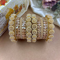 Wedding Chuda Gold Plated Crystal And Pearl Bangles Set