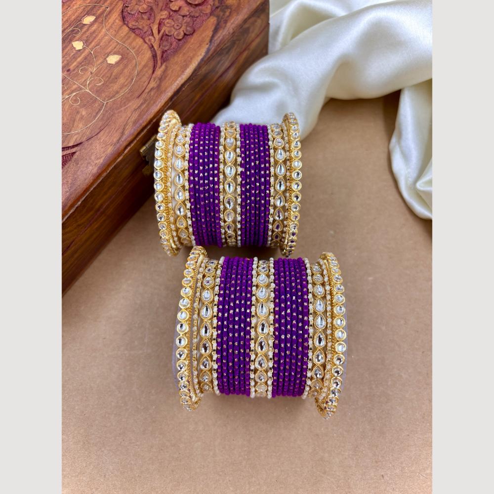 Wedding Chuda Gold Plated Kundan Bangles Set