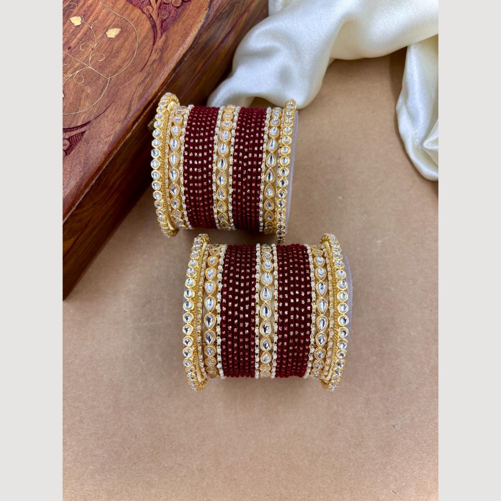 Wedding Chuda Gold Plated Kundan Bangles Set