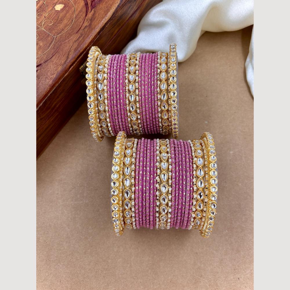 Wedding Chuda Gold Plated Kundan Bangles Set