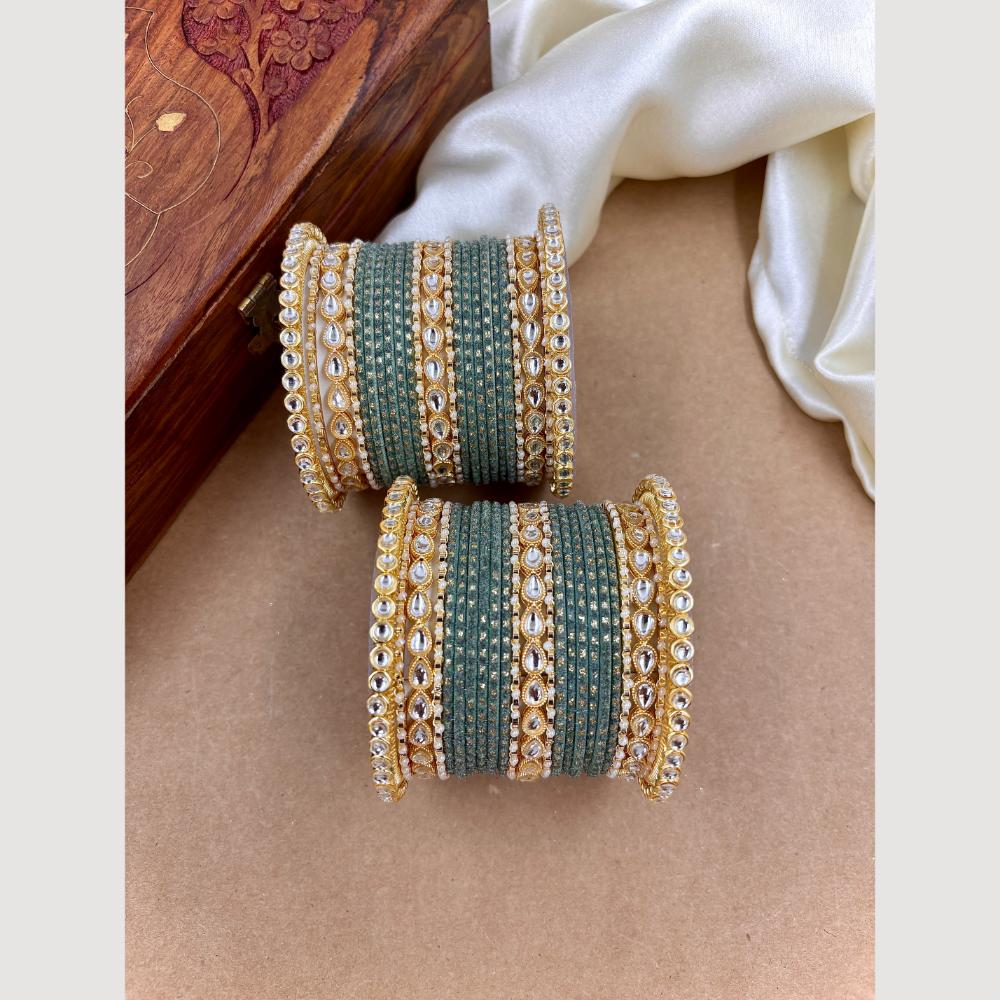 Wedding Chuda Gold Plated Kundan Bangles Set