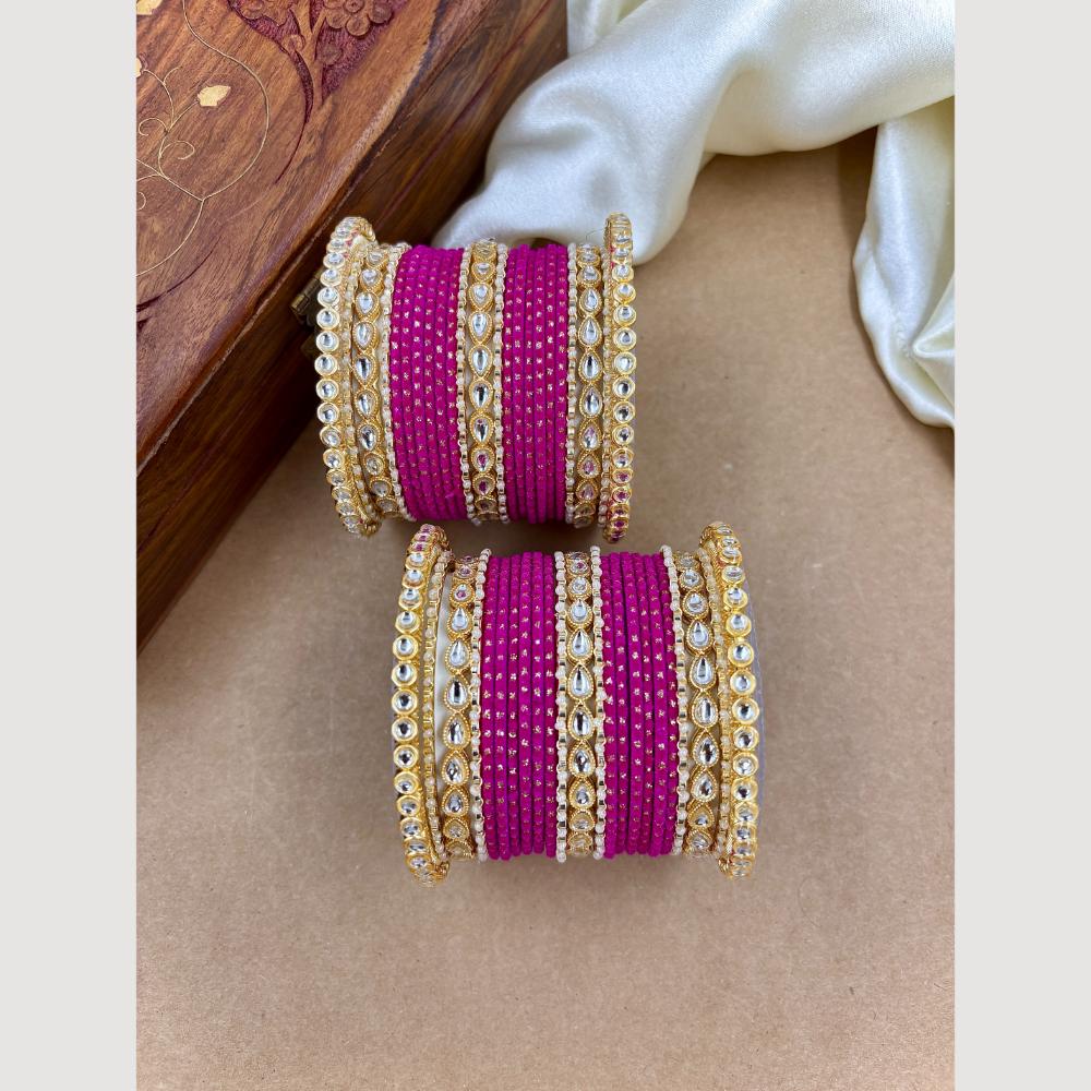 Wedding Chuda Gold Plated Kundan Bangles Set