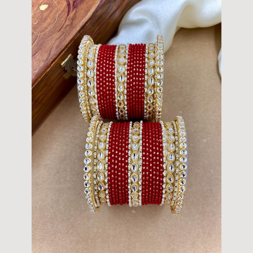 Wedding Chuda Gold Plated Kundan Bangles Set