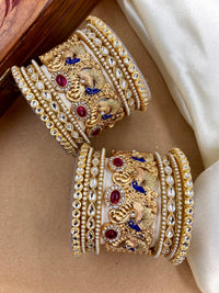 Wedding Chuda Kundan Pearl And Meenakari Openable Bangles Set